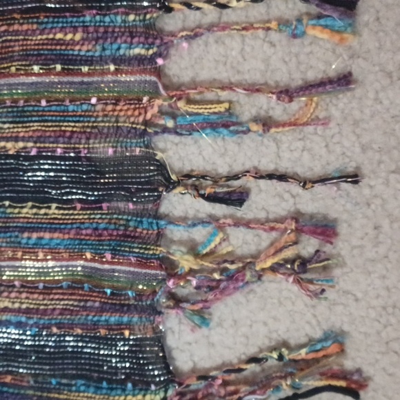 Multicolor Striped Scarf Shawl With Fringe And Sparkle - Picture 8 of 12